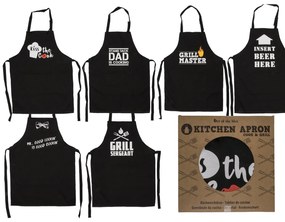 Ποδιά Κουζίνας ‘Cook &amp; Grill’ Μαύρο Βαμβακερό 80x60cm Σε 6 Σχέδια