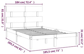 vidaXL Πλαίσιο Κρεβατιού 180 x 200 εκ. Μασίφ Ξύλο Super King Size