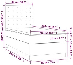 vidaXL Κρεβάτι Boxspring με Στρώμα Ροζ 80 x 200 εκ. Βελούδινο