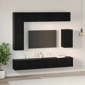 vidaXL Σετ επίπλου τηλεόρασης 8 pcs Μαύρη Οξυά Επεξεργασμένο ξύλο