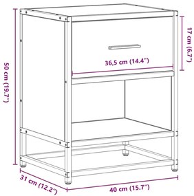 Κομοδίνο Μαύρο 40x31x50 εκ. από Επεξεργασμένο Ξύλο - Μαύρο