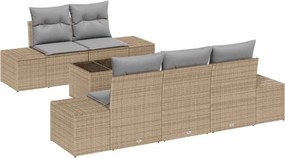 vidaXL Σετ Καναπέ Κήπου 6 pcs Μπεζ και Γκρι συνθετικό ρατάν