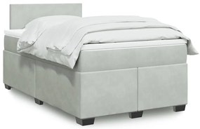 vidaXL Κρεβάτι Boxspring με Στρώμα Ανοιχτό Γκρι 120x190 εκ. Βελούδινο