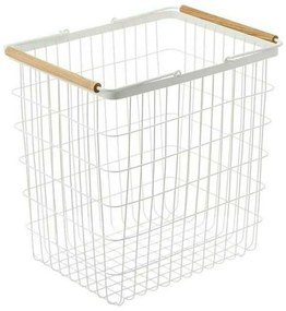 Καλάθι Απλύτων Large LBTYMZK2810 41,5x31x38,5cm White-Natural Yamazaki Steel,Wood