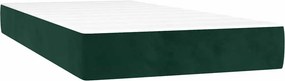 vidaXL Κρεβάτι Boxspring με Στρώμα &amp; LED Σκ. Πράσινο 90x200 εκ Βελούδο