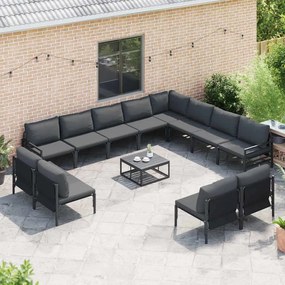 vidaXL Σετ Καναπέ Κήπου 12 pcs Ανθρακί Ατσάλι