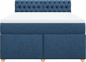vidaXL Κρεβάτι Boxspring με Στρώμα Μπλε 160x200 εκ. Υφασμάτινο