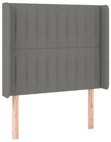 vidaXL Κρεβάτι Boxspring με Στρώμα &amp; LED Σκ.Γκρι 90x200 εκ. Υφασμάτινο