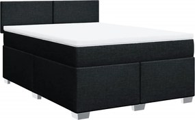 vidaXL Κρεβάτι Boxspring με Στρώμα Μαύρο 140x190 εκ. Υφασμάτινο