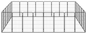 vidaXL Κλουβί Σκύλου 28 Πάνελ Μαύρο 50x100 εκ. Ατσάλι με Βαφή Πούδρας