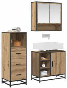 vidaXL Σετ Επίπλων Μπάνιου 3 pcs Artisan Oak Επεξεργασμένο ξύλο