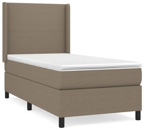 Κρεβάτι Boxspring με Στρώμα Taupe 100 x 200 εκ. Υφασμάτινο - Μπεζ-Γκρι