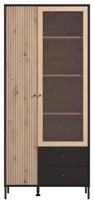 Βιτρίνα Correze 2K2F VS1 Μαύρος Δρύς - Artisan Oak 87x40x195 εκ.