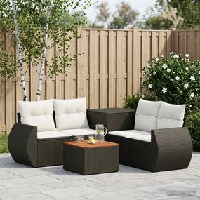 vidaXL Σετ Καναπέ 6 τμχ. Μαύρο και Κρεμ Λευκό 55 x 55 x 37 εκ