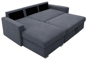 Γωνιακός καναπές-κρεβάτι δεξιά γωνία Belle pakoworld ανθρακί 236x164x88εκ