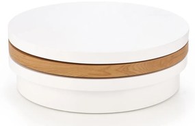 Πολυμορφικό τραπέζι σαλονιού Houston 173, Άσπρο, Χρυσή βελανιδία, 27cm, 39 kg, Ινοσανίδες μέσης πυκνότητας, Στρόγγυλος | Epipla1.gr
