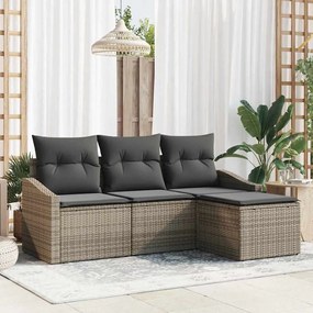vidaXL Σετ Καναπέ Κήπου 4 pcs Γκρι Πολυ ράταν