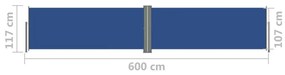 Διαχωριστικό Βεράντας Συρόμενο Μπλε 117 x 600 εκ. - Μπλε