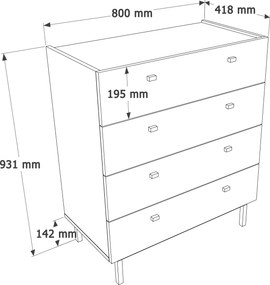 Συρταριέρα ’μμου / Δρυς FLUALE 80x41.8x93.1