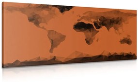 Εικόνα του παγκόσμιου χάρτη σε πολυγωνικό στυλ σε πορτοκαλί απόχρωση - 120x60