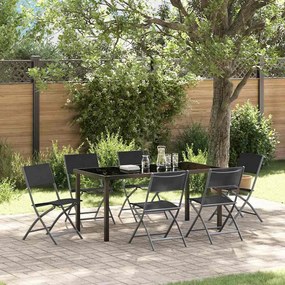 vidaXL Σέτ φαγητού για κήπο 7 pcs Μαύρο Textilene και ατσάλι