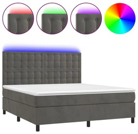 ΚΡΕΒΑΤΙ BOXSPRING ΜΕ ΣΤΡΩΜΑ &amp; LED ΣΚ. ΓΚΡΙ 180X200ΕΚ. ΒΕΛΟΥΔΙΝΟ 3136378