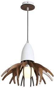 Φωτιστικό Οροφής ZM170031P White & Brown Mdf, Metal