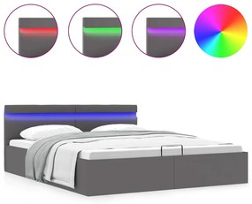 vidaXL Πλαίσιο Κρεβατιού Αποθ. Χώρο/LED Γκρι 160x200 εκ. Δερματίνη