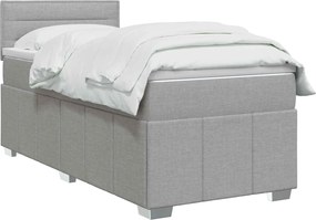 vidaXL Κρεβάτι box spring με στρώμα Ανοιχτό γκρι 90 x 200 cm Ύφασμα