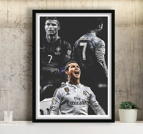Πόστερ &amp; Κάδρο Cristiano Ronaldo SC034 40x50cm Μαύρο Ξύλινο Κάδρο (με πόστερ)