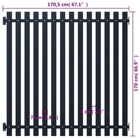 vidaXL Πάνελ Περίφραξης Ανθρακί 170,5x170 εκ. Ατσάλι με Βαφή Πούδρας