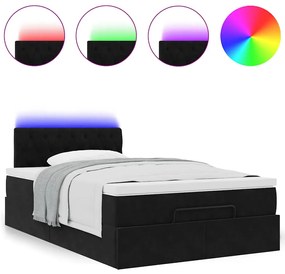 ΟΘΩΜΑΝΙΚΟ ΚΡΕΒΑΤΙ ΜΕ ΣΤΡΩΜΑ &amp; LEDS ΜΑΥΡΟ 120X190CM VELVET 3312682