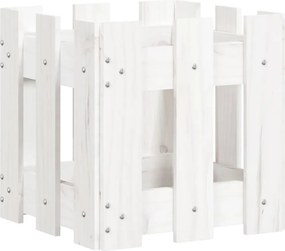 vidaXL Ζαρντινιέρα με Σχέδιο Φράχτη Λευκή 30x30x30 εκ. Μασίφ Πεύκο