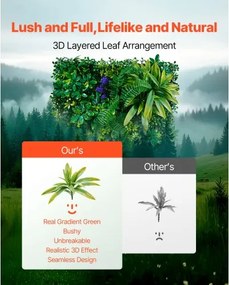 VEVOR Artificial Grass Wall Panels 8 PCS 20 x 20 inch 3D Greenery for Decor