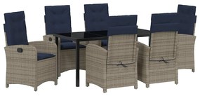 vidaXL Σέτ φαγητού για κήπο 7 pcs Γκρι συνθετικό ρατάν