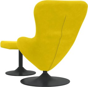 vidaXL Αυγό Καρέκλα με Σκαμνί Κίτρινο Βελούδο