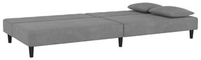 Καναπές Κρεβάτι Διθέσιος Ανοιχτό Γκρι Βελούδινος με 2 Μαξιλάρια - Γκρι