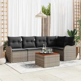 vidaXL Σετ Κήπου Σαλονιού 6 pcs Γκρι Μέγιστο Ρατάν, Πολυεστέρας