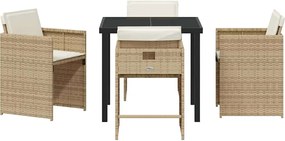 vidaXL Σέτ φαγητού για κήπο 5 pcs Μπεζ συνθετικό ρατάν