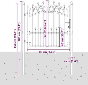 vidaXL Πόρτα Περίφραξης EMMEN με Καρφιά Ατσάλινη 104 x 87 εκ. Μαύρη