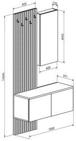 ΕΠΙΠΛΟ ΕΙΣΟΔΟΥ ARIKA PAKOWORLD ΛΕΥΚΟ-SONOMA 100X37X199.5ΕΚ