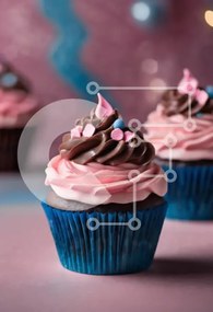 Σετ των 2 Intra Συλλεκτικό Ξύλινο Παζλ Plywood 4mm - Διακοσμημένα Cupcakes με σοκολάτα και Pink Frosting Σε Ξύλινο Κουτί - Διαστάσεις: 10x10 cm – 25 κομμάτια