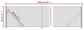 vidaXL Συρματόπλεγμα Περίφραξης Ανθρακί 0,8 x 10 μ. με Βάσεις Φλάντζα