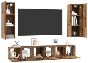 vidaXL Σετ επίπλου τηλεόρασης 4 pcs Παλαιό ξύλο 30.5 x 30 x 90 cm