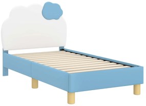 vidaXL Κρεβατική βάση για παιδιά με προσκέφαλο Μπλε 70 x 140 cm PU