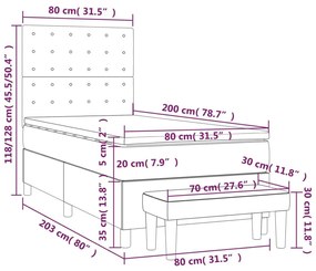 Κρεβάτι Boxspring με Στρώμα Μπλε 80x200 εκ. Υφασμάτινο - Μπλε