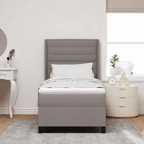 vidaXL LED Κρεβάτι με βάθρο με στρώμα Taupe 100 x 200 cm ύφασμα
