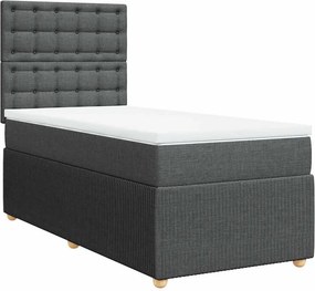 vidaXL Κρεβάτι Boxspring με Στρώμα Σκούρο Γκρι 100x200 εκ. Υφασμάτινο