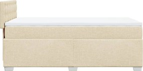 vidaXL Κρεβάτι Boxspring με Στρώμα Κρεμ 90x200 εκ.Υφασμάτινο