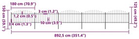 vidaXL Κάγκελα Περίφραξης με Λόγχες Μαύρα (1,25-1,5) x 8,5 μ. Ατσάλινα